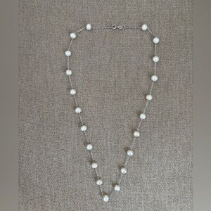 14K WG Floating Fresh Water Pearl Necklace